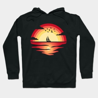 Vintage Sunset Sunshine Summer Vacation Tropical Sailing Sea Hoodie